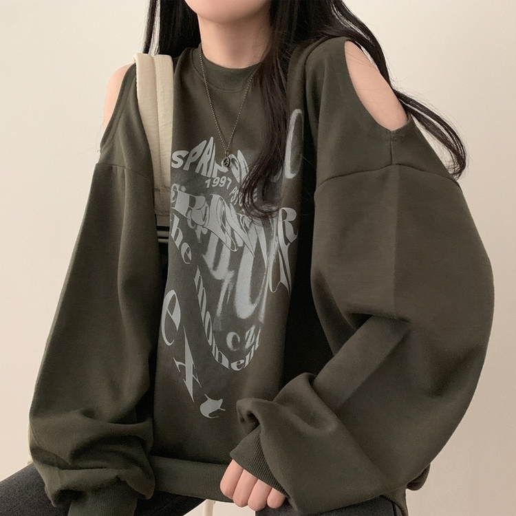 ユニークスリットルーズトレーナー KHAKI