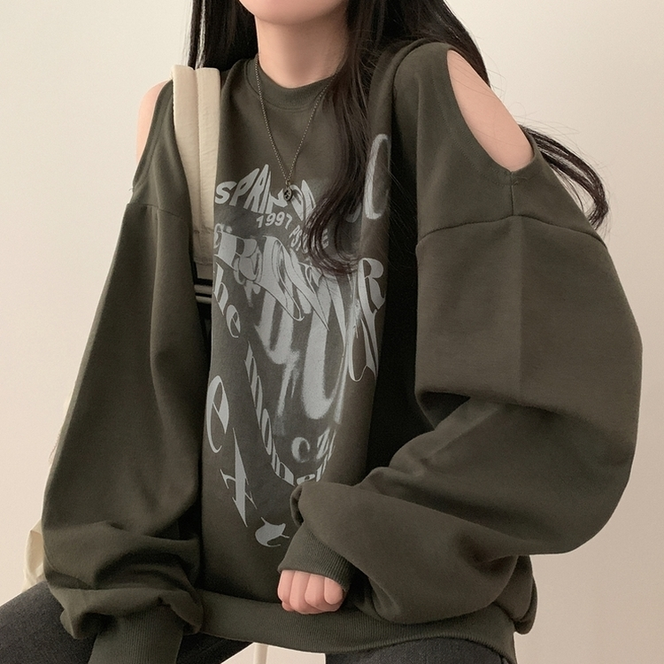 ユニークスリットルーズトレーナー KHAKI