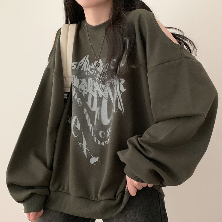ユニークスリットルーズトレーナー KHAKI