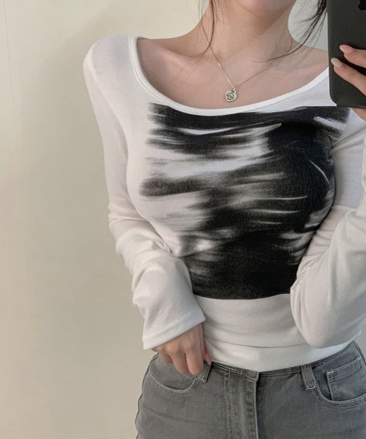 プリンティングソフトスリムTシャツ WHITE