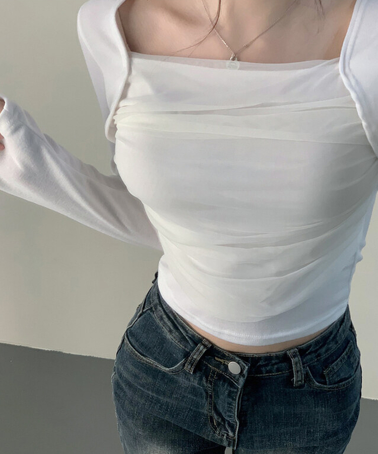 シャーリングボレロTシャツ WHITE