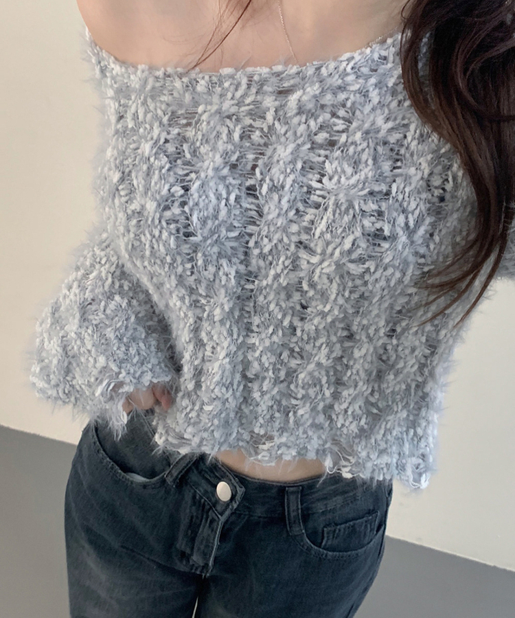 ビンテージユニーククロップニット GREY