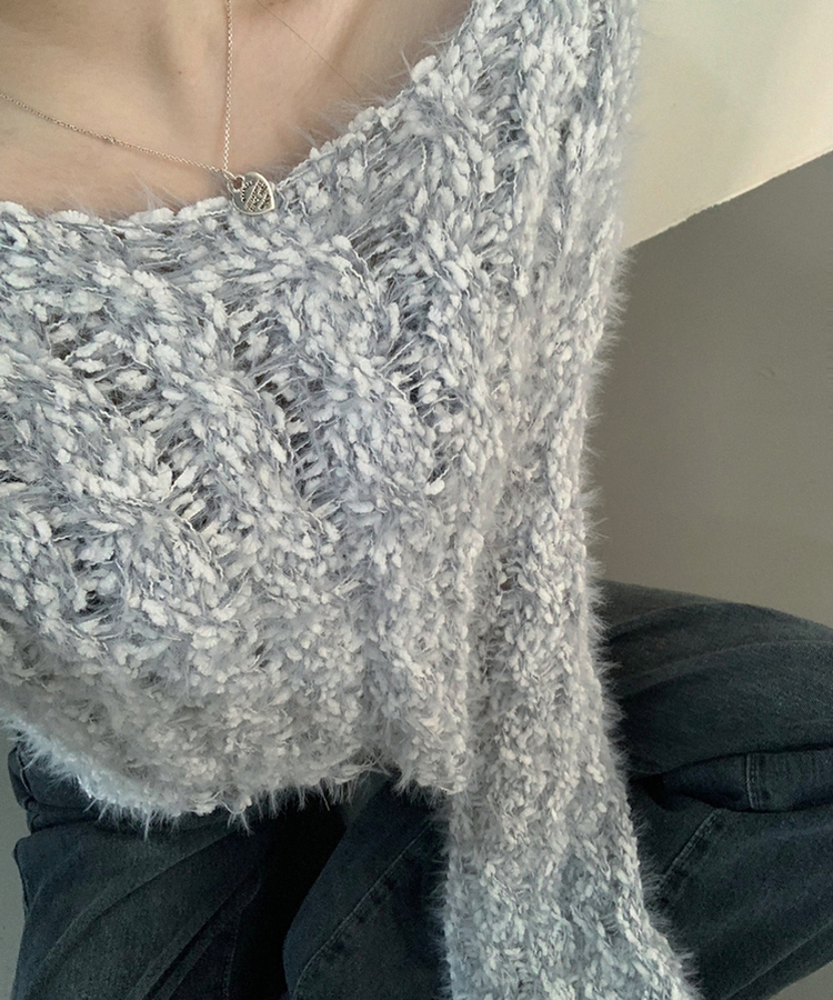ビンテージユニーククロップニット GREY