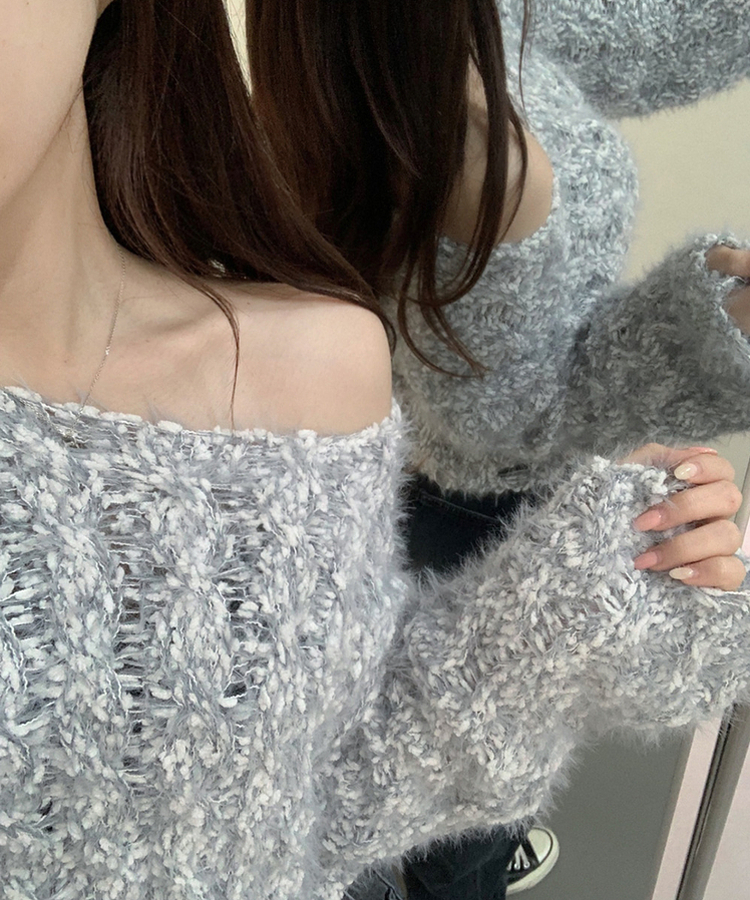 ビンテージユニーククロップニット GREY