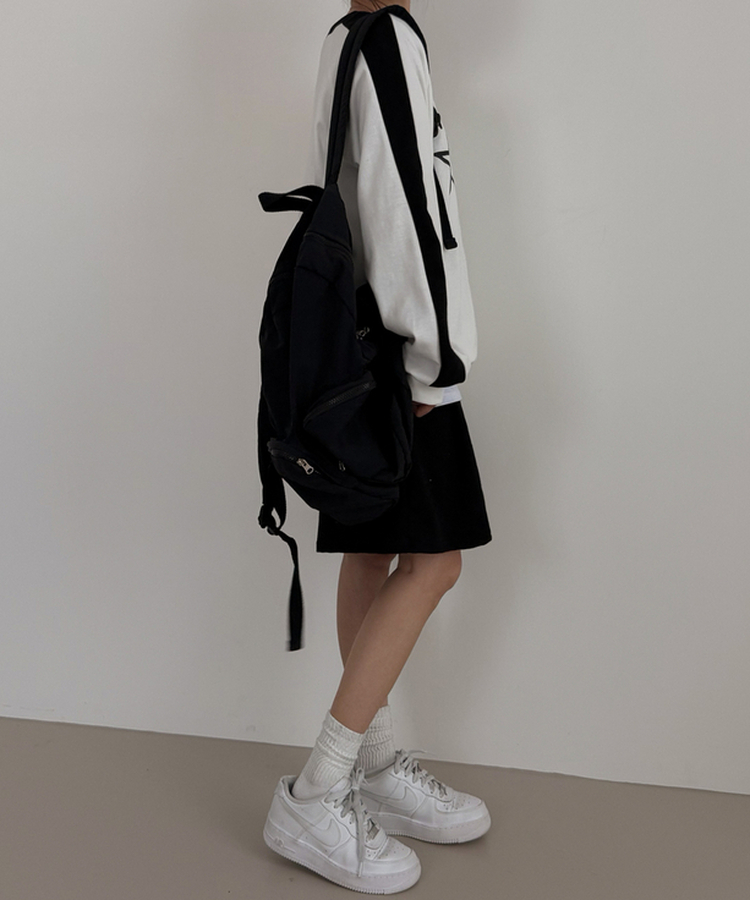 スターバイカラーVネックトレーナー IVORY