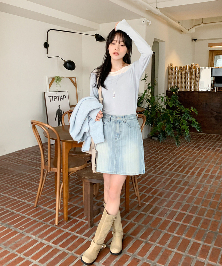 デイリーデニムミニスカート LIGHT DENIM