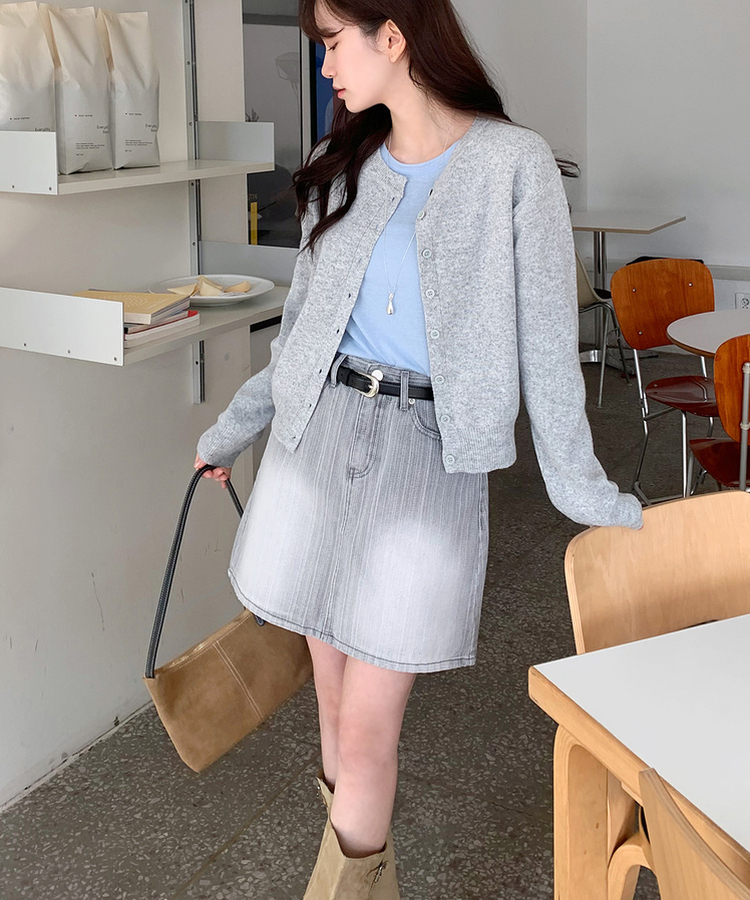 デイリーデニムミニスカート grey blue