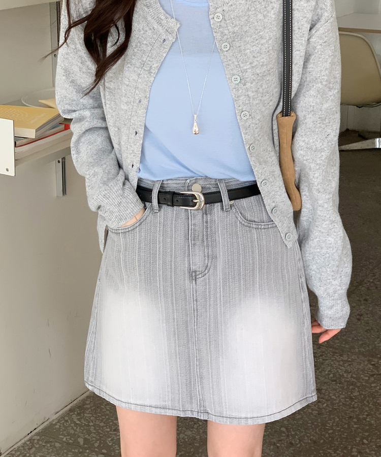 デイリーデニムミニスカート grey blue