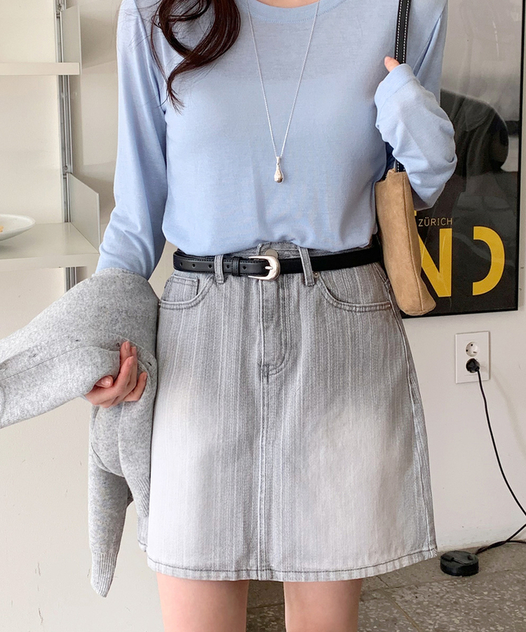 デイリーデニムミニスカート grey blue