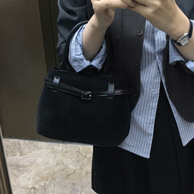 スエードトートクロスバッグ BLACK