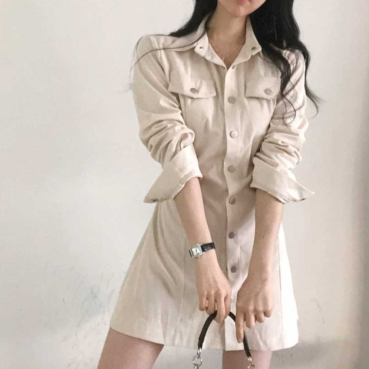コーデュロイポケットワンピース IVORY