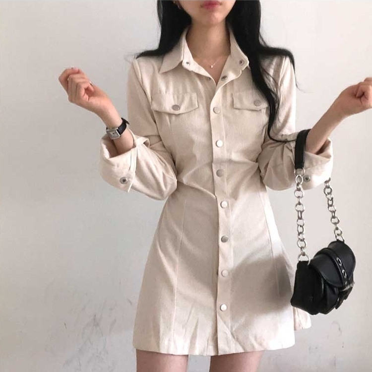 コーデュロイポケットワンピース IVORY