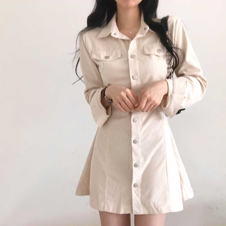 コーデュロイポケットワンピース IVORY