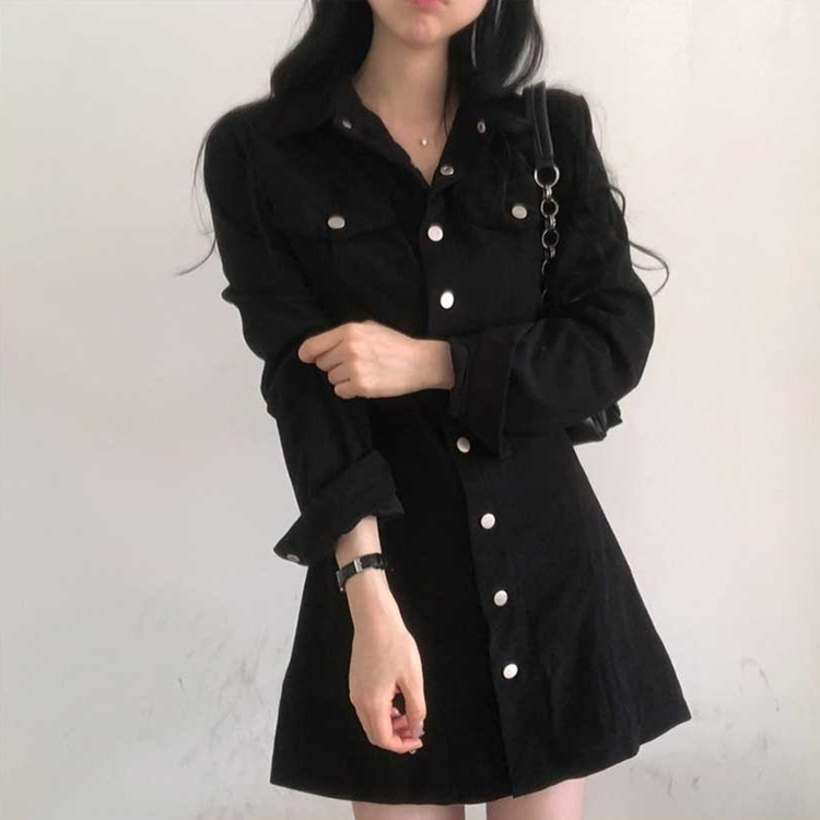 コーデュロイポケットワンピース BLACK