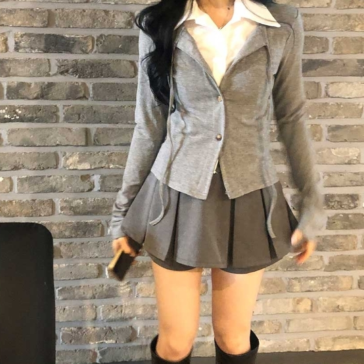 プリーツミニスカートパンツ GREY