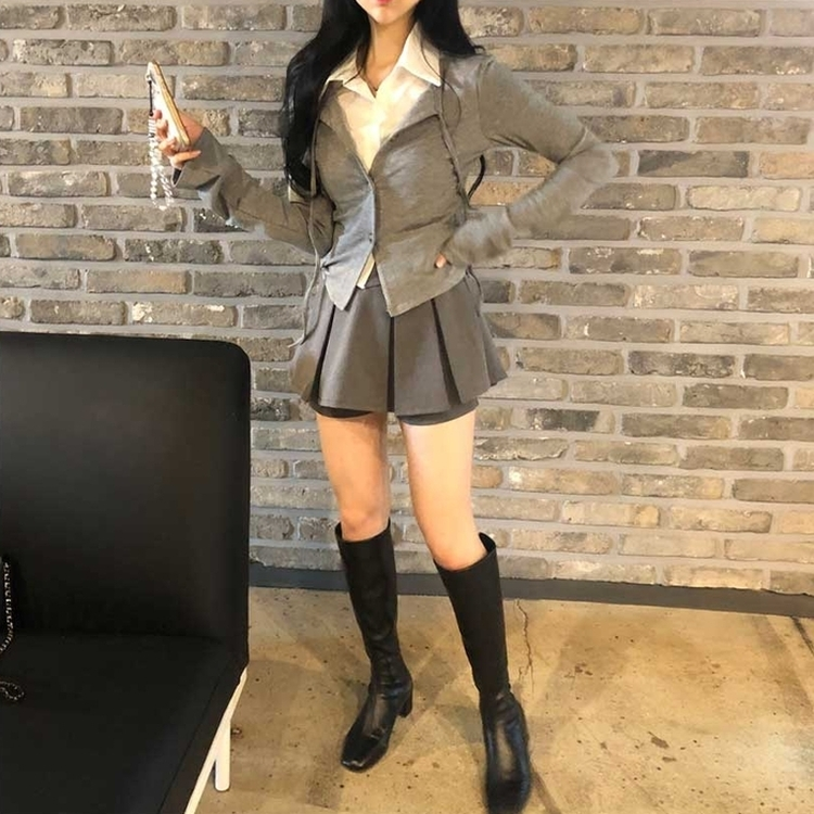 プリーツミニスカートパンツ GREY