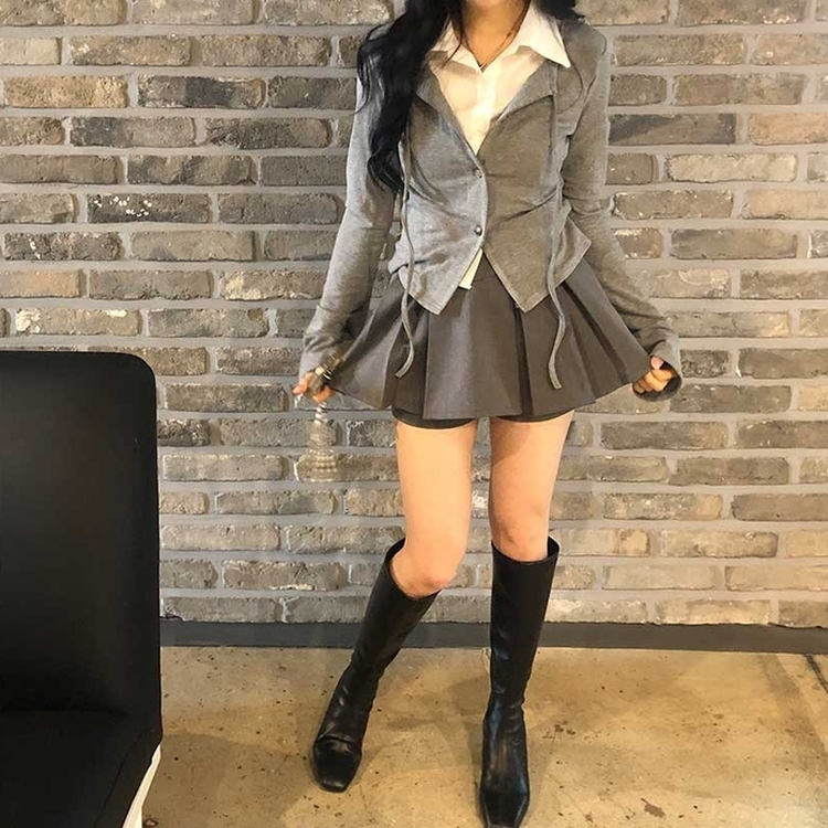 プリーツミニスカートパンツ GREY