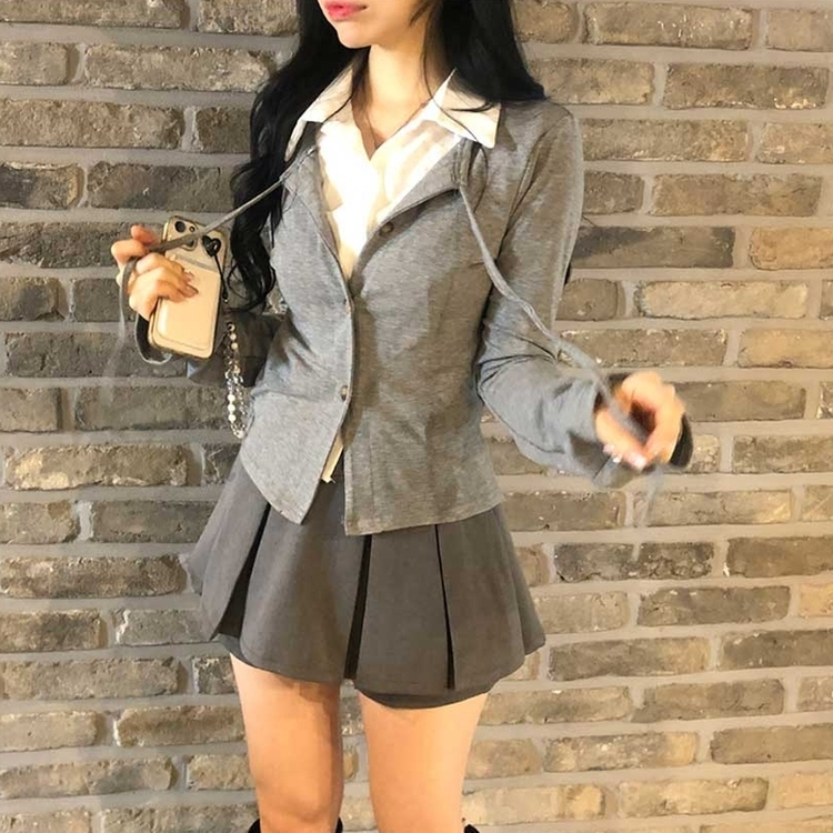 プリーツミニスカートパンツ GREY