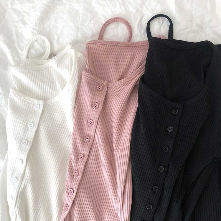 ワンオフショルダーボタンスリット長袖Ｔシャツ