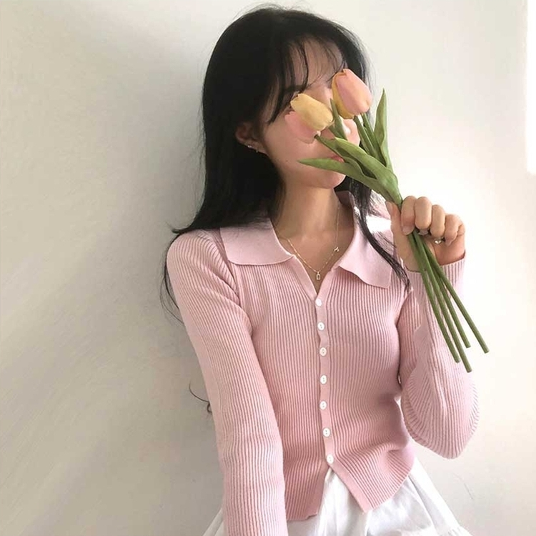 ボタンニットカーディガン(6color) PINK