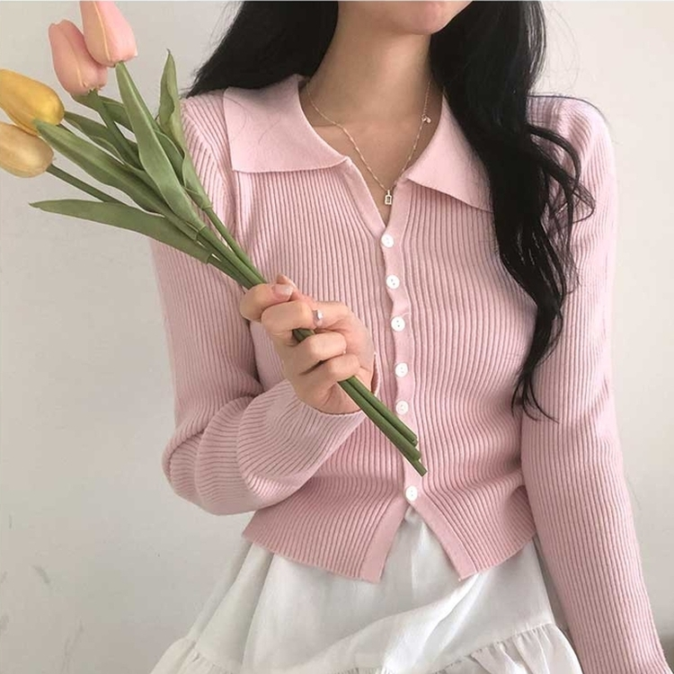 ボタンニットカーディガン(6color) PINK