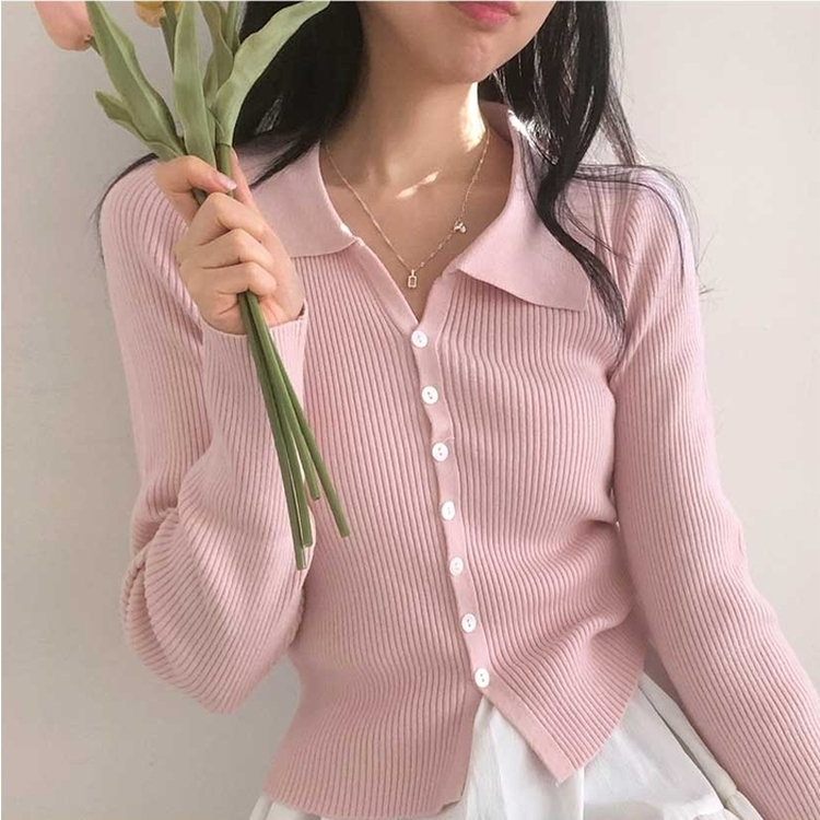 ボタンニットカーディガン(6color) PINK