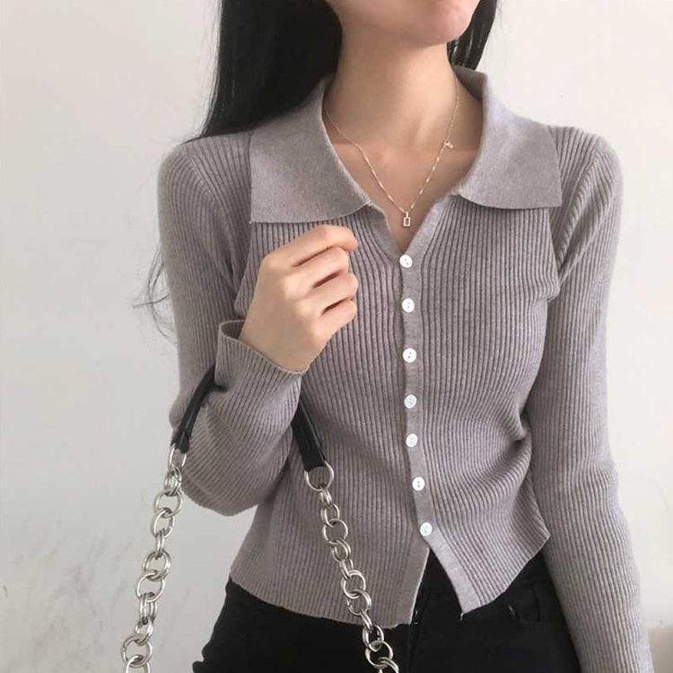 ボタンニットカーディガン(6color) GREY