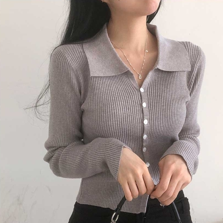 ボタンニットカーディガン(6color) GREY