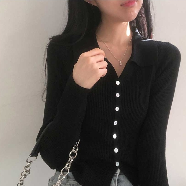 ボタンニットカーディガン(6color) BLACK