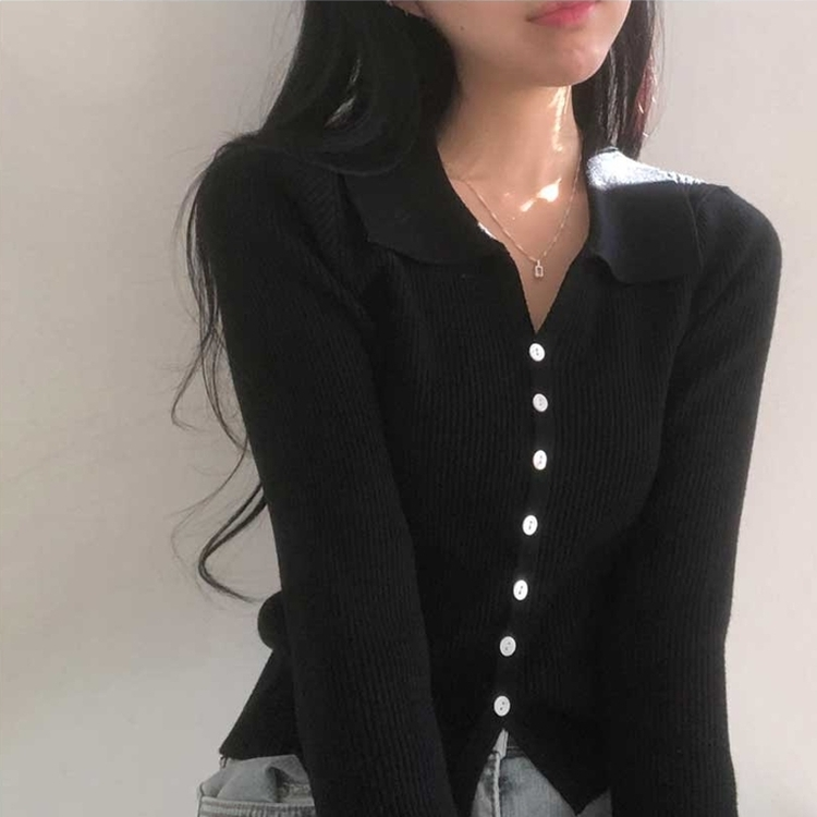 ボタンニットカーディガン(6color) BLACK
