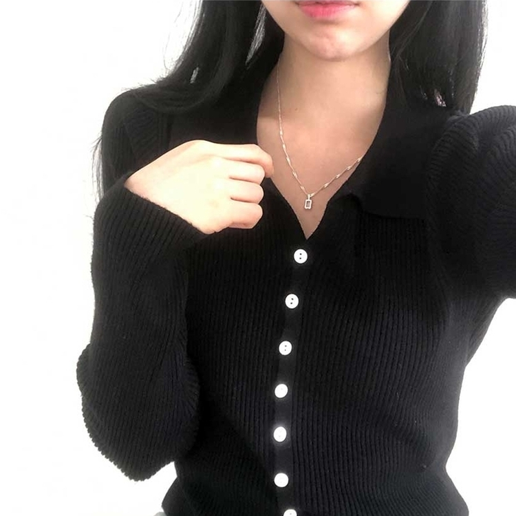 ボタンニットカーディガン(6color) BLACK