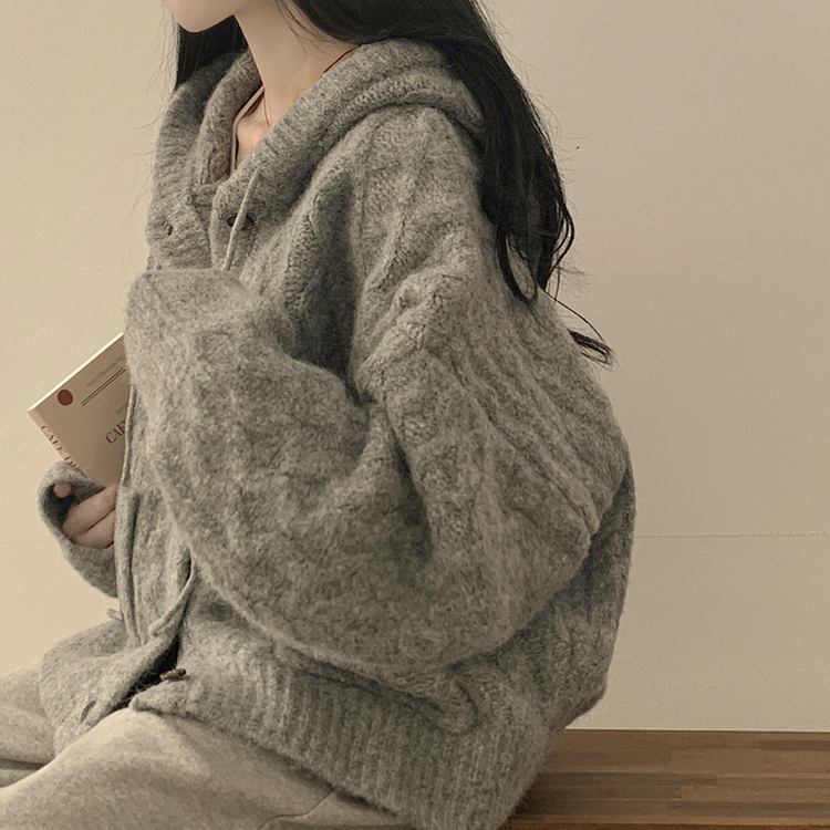 アルパカケーブルニットカーディガン(6color) DARK GRAY