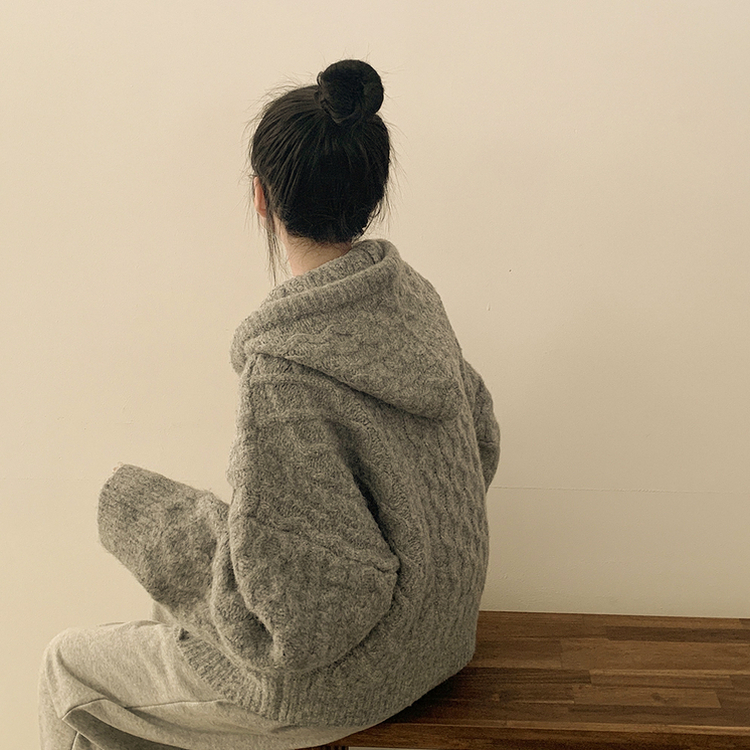 アルパカケーブルニットカーディガン(6color) DARK GRAY