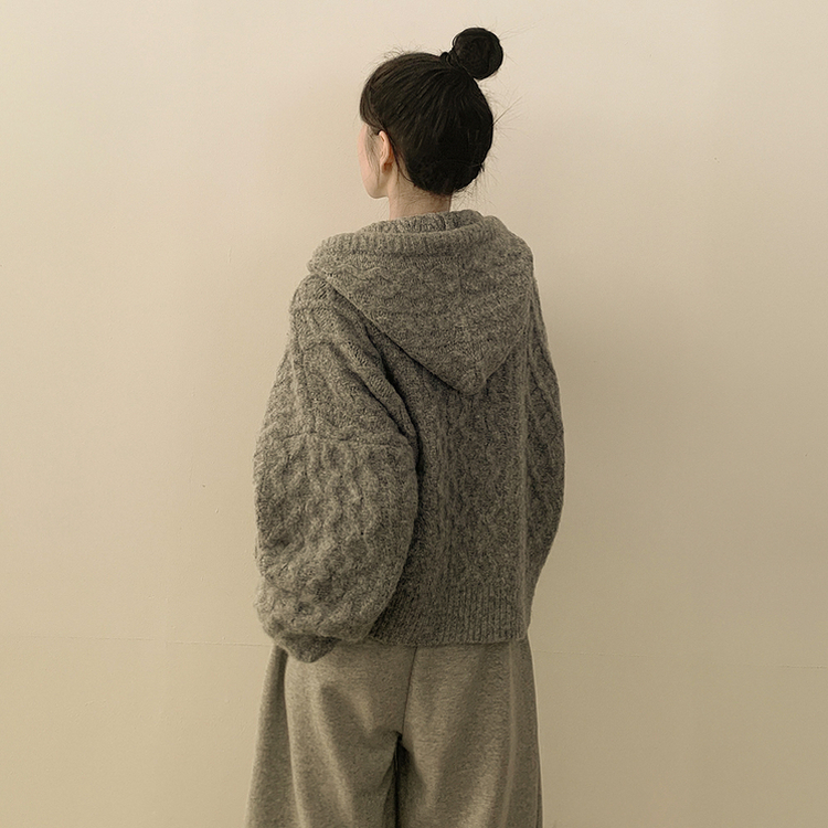 アルパカケーブルニットカーディガン(6color) DARK GRAY