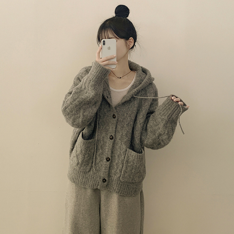 アルパカケーブルニットカーディガン(6color) DARK GRAY
