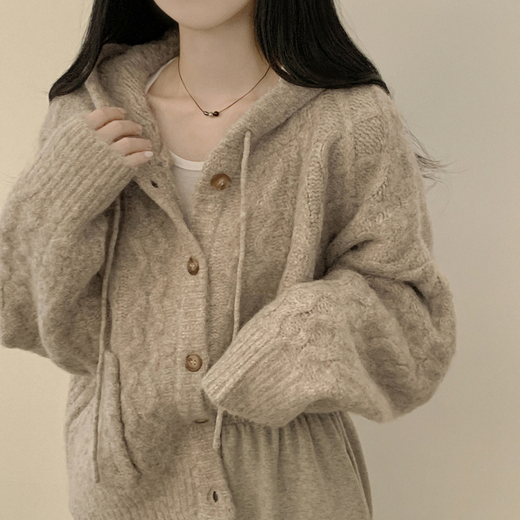 アルパカケーブルニットカーディガン(6color) LIGHT BROWN