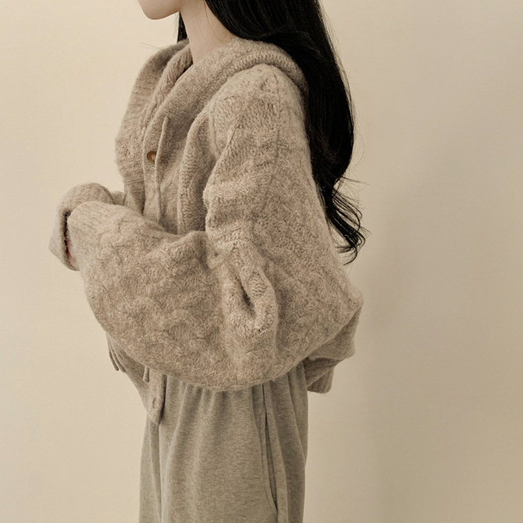 アルパカケーブルニットカーディガン(6color) LIGHT BROWN