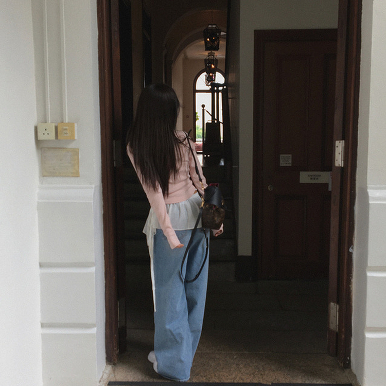 ウォッシングワイドデニムパンツ LIGHT DENIM
