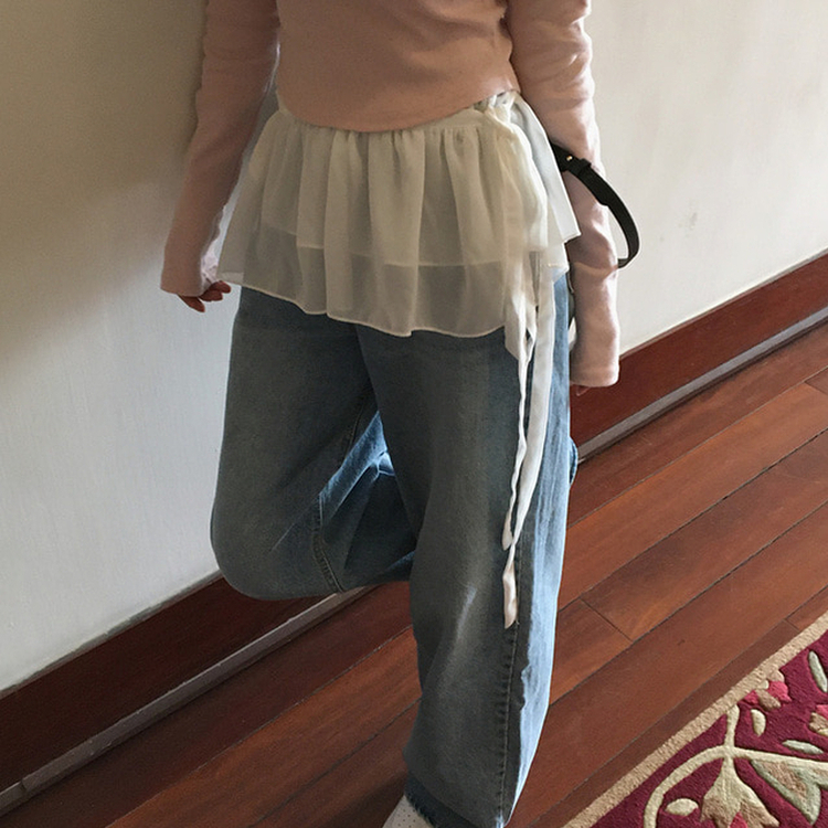 ウォッシングワイドデニムパンツ LIGHT DENIM