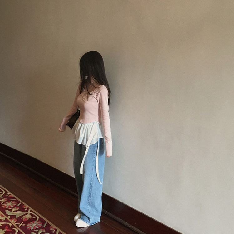 ウォッシングワイドデニムパンツ LIGHT DENIM