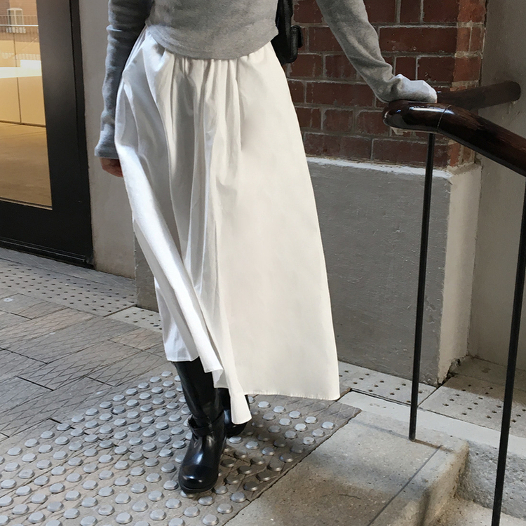 スプリングフレアロングスカート IVORY