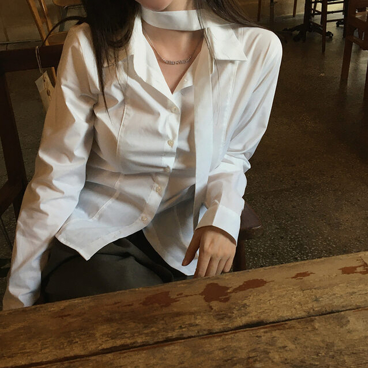 【タイ付き】スリムフィットスリットシャツ WHITE