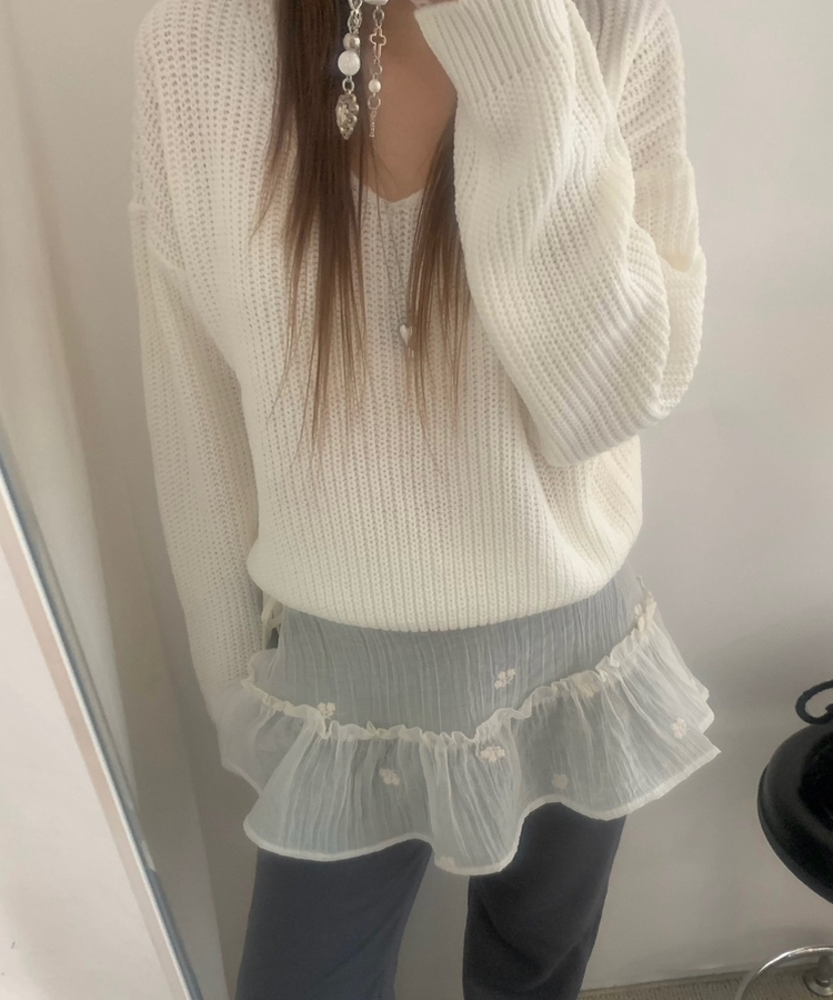 フラワーレイヤードラップミニスカート IVORY