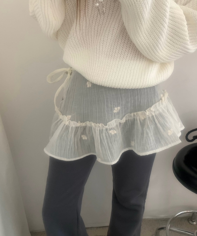 フラワーレイヤードラップミニスカート IVORY