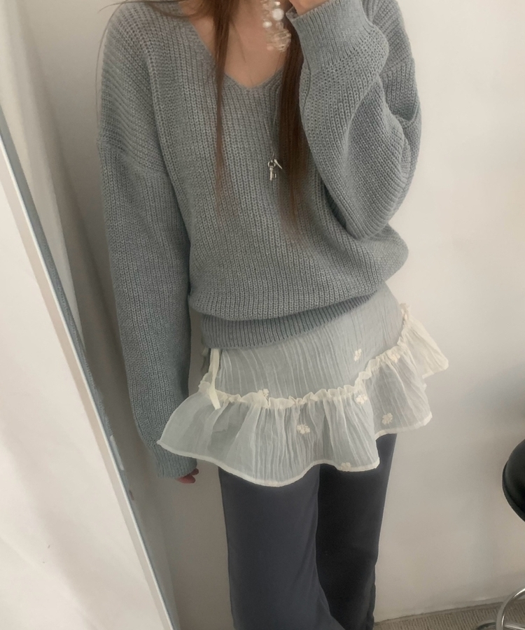 フラワーレイヤードラップミニスカート IVORY