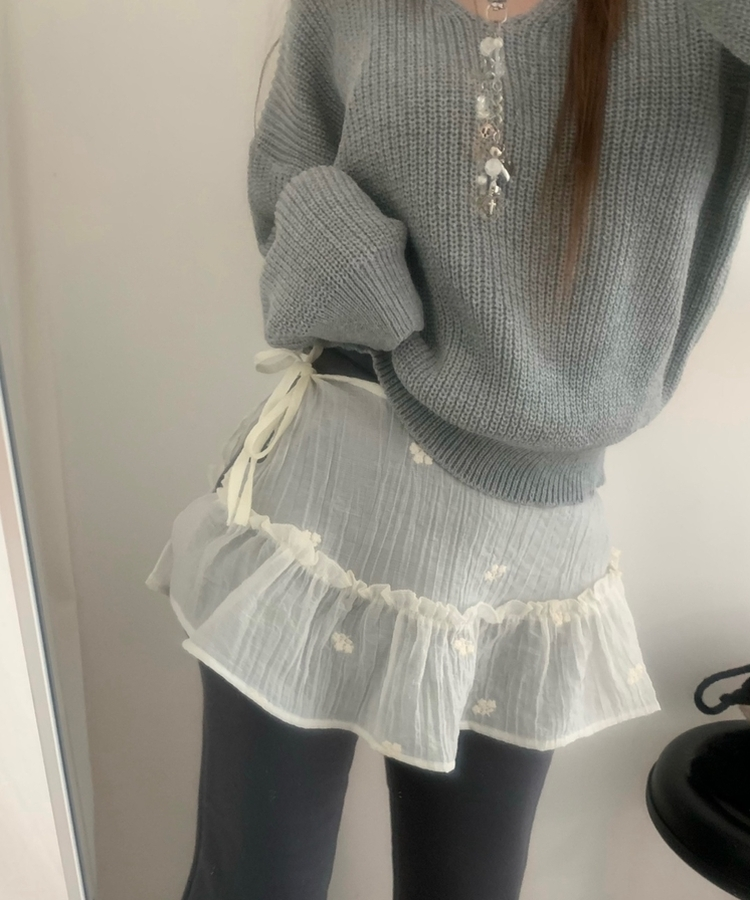 フラワーレイヤードラップミニスカート IVORY