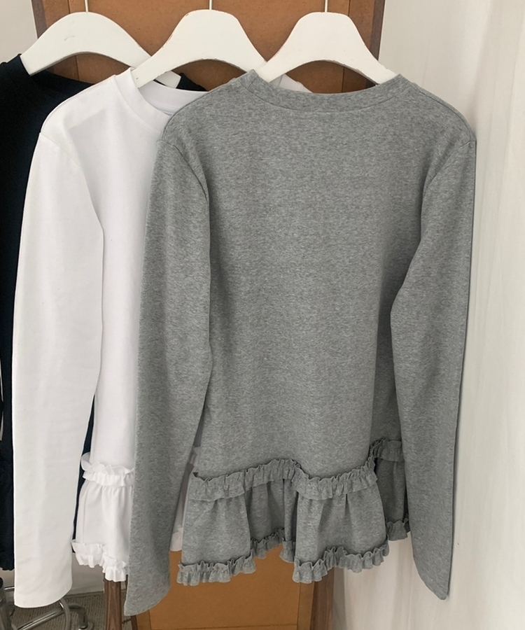 スリムレイヤードフリル長袖Tシャツ