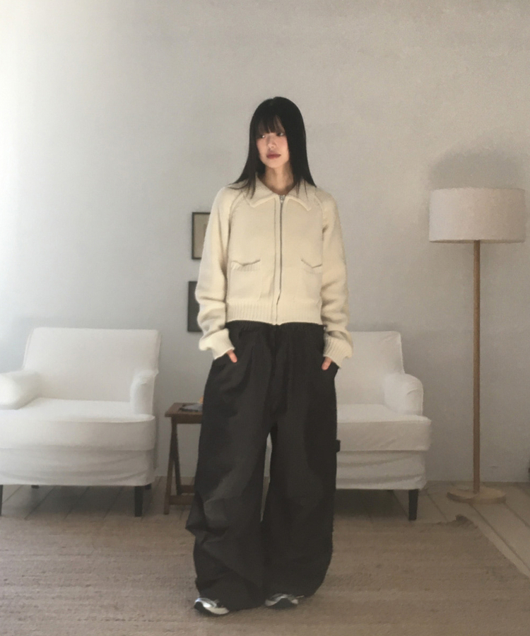 ストライプバルーンデニムパンツ BLACK DENIM