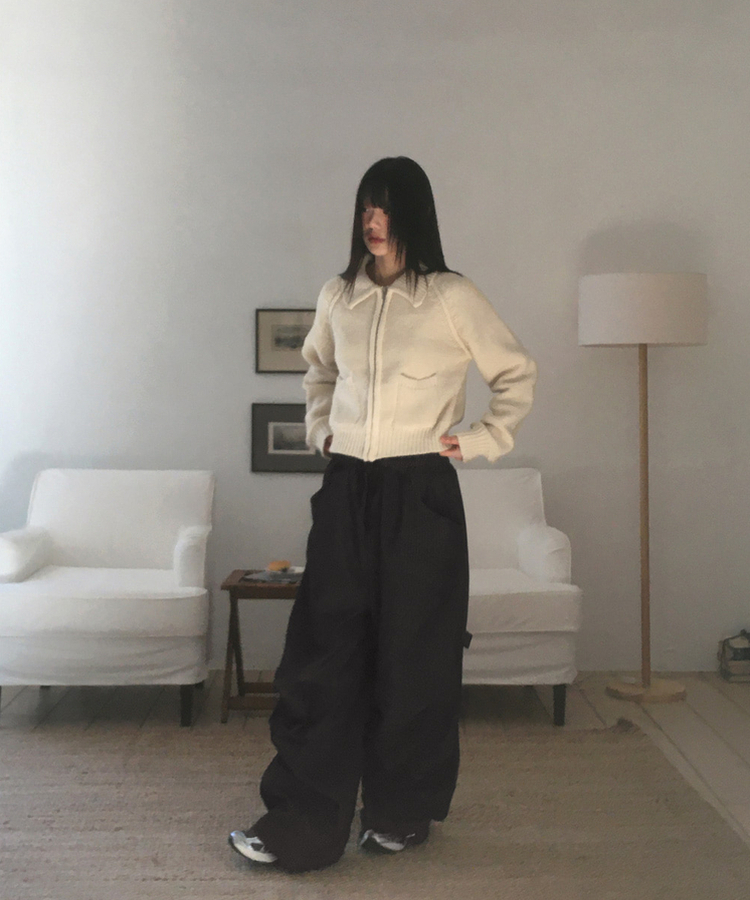 ストライプバルーンデニムパンツ BLACK DENIM