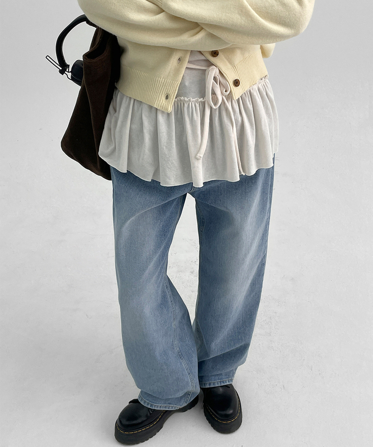 ウォッシングストレートデニムパンツ BLUE